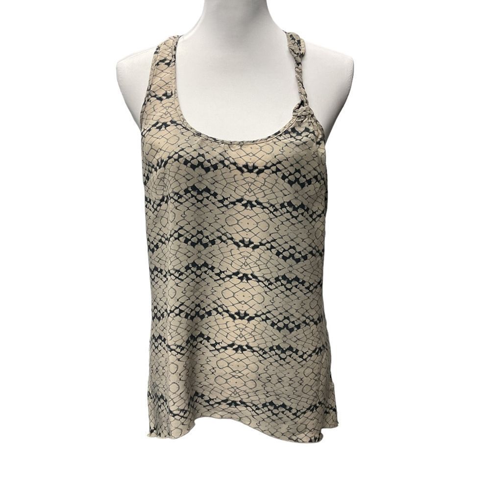 Matty M Women's Snakeskin Reptile Contrast‎ Braided Strap Tank Top Size Large
